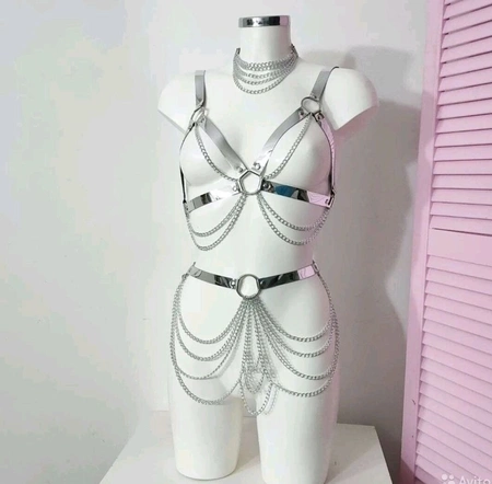 Portupea sa lancima srebrni zlatni zrcalni pojas sa Gogo lancima