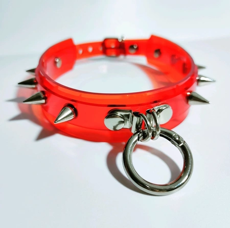 Choker ogrlica sa prstenom i šiljcima od vinila za zabavu fotografisanje