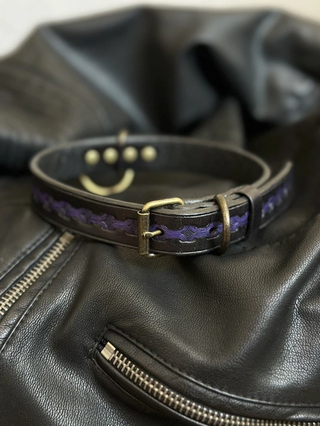 BDSM ogrlica od prave reljefne kože