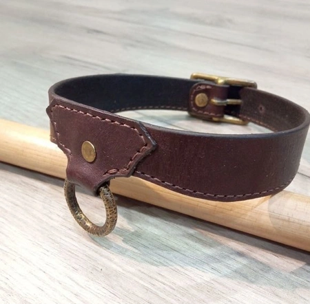 Čoker BDSM ogrlica od prave kožeBronza