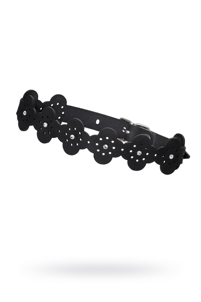 Pecado BDSM Choker, sa uzorcima i rhinestones, koža, crna