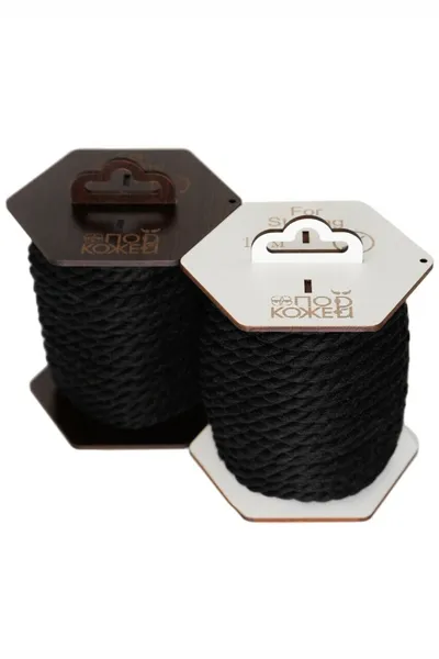 Pamučno crno uže za šibari na smeđoj zavojnici, 10 m.