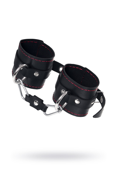 Pecado BDSM lisice, jednoslojne sa kontrastnim šavovima, koža, crna