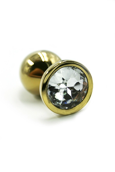 Zlatni Analni čep sa prozirnim kristalom (mali)
