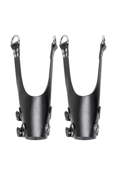 Vešalica Pecado BDSM, gruba sa ušicama, koža, crna