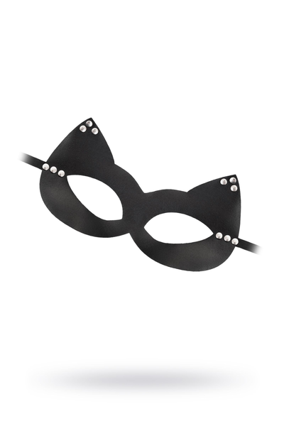 Mačja maska sa zakovicama, koža, crna