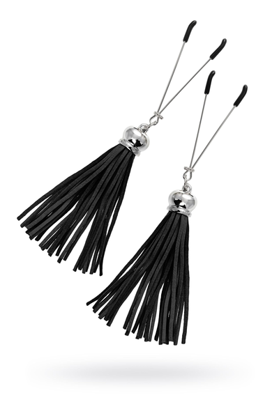 Pecado BDSM kopče za bradavice, viljuške, sa resicama od antilopa, metal, Crna