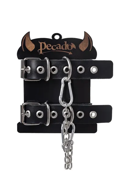 Pecado BDSM okovi, od jedne trake sa ušicama, koža, crna