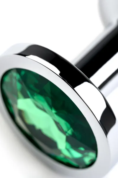 Analna čaura Metal bi TOIFA, metal, srebro, sa zelenim kristalom, 8 cm, Ø 3,4 cm, 85 g