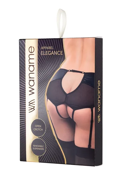 Erotske Gaćice - vaname Elegance visoki pojas za čarape crne (50-52)