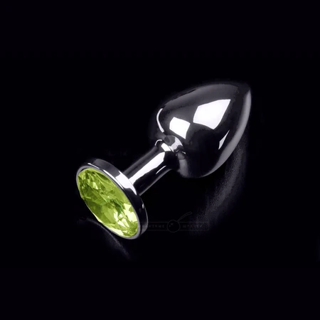 Mali srebrni Analni čep sa okruglim vrhom i kristalom - 7 cm