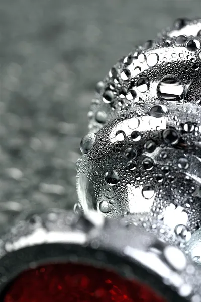 Analna čaura Metal bi TOIFA, metal, srebro, sa crvenim kristalom, 8 cm, Ø 3,5 cm, 95 g