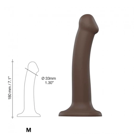 Strap-on-me Dual Densiti Medium flexibilni dildo na usisnoj čaši, čokolada