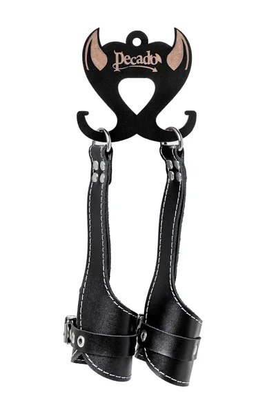 Pecado BDSM gimbal, mekan sa belim šavovima, koža, crna