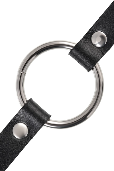 Pecado BDSM Choker, sa okruglim prstenom, model 1, koža, crna