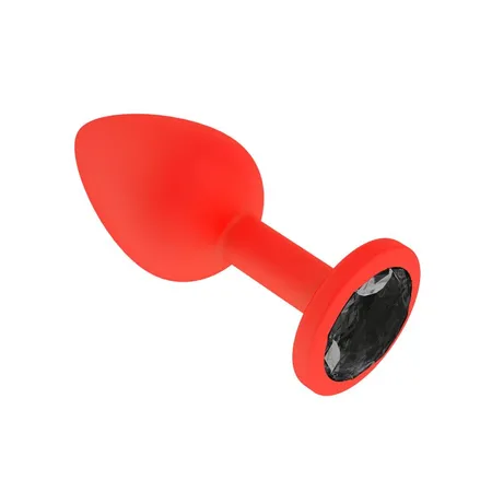 Analna čaura Silikonska crvena sa crnim kristalom mala