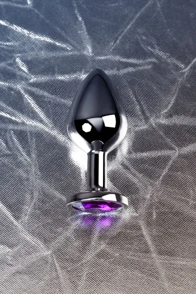 Analna čaura Metal bi TOIFA, metal, srebro, sa ljubičastim kristalom, 8 cm, Ø 3,4 cm, 85 g