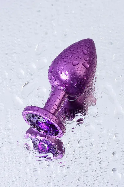 Analna čaura, Metal bi TOIFA, ljubičasta, sa ljubičastim kristalom, 8,2 cm, Ø3, 4 cm, 85 g.