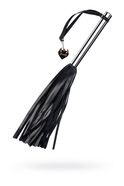 Bič veliki Pecado BDSM, metalna drška, crni bičevi, prirodna koža