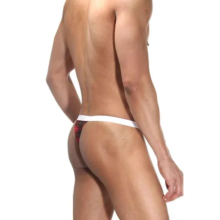 Gaćice muške Tonge u crvenom kavezu na belom pojasu