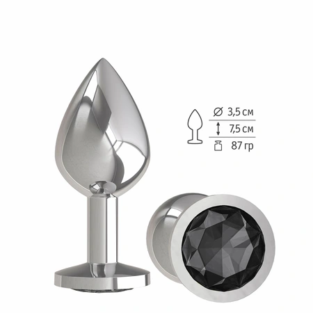 Srebrna analna čaura sa crnim kristalom je srednja