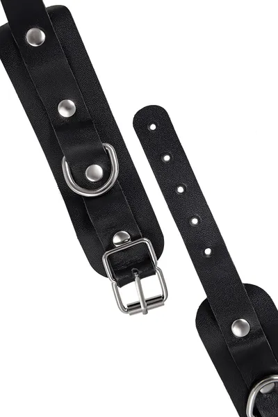 Pecado BDSM narukvice, mini zaobljeni uglovi, koža, crna