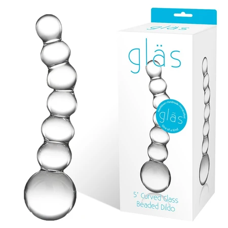 Zakrivljeni prozirni falus Beaded Dildo