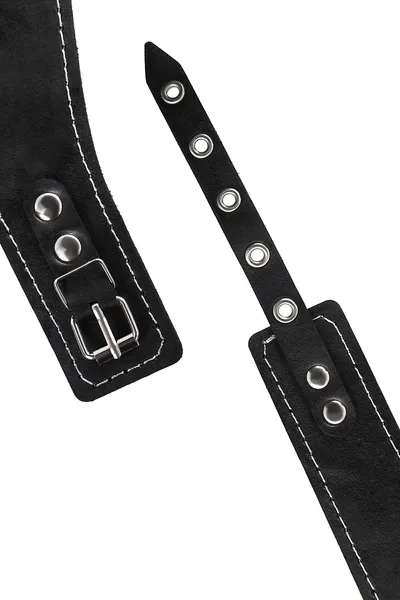 Ogrlica Pecado BDSM, visoka sa resicama, koža, crna