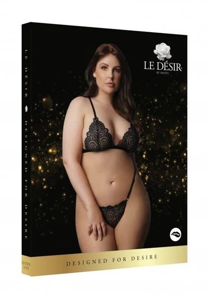 Magic Lace Velvet Lingerie set Plus Size erotsko donje rublje (crno)