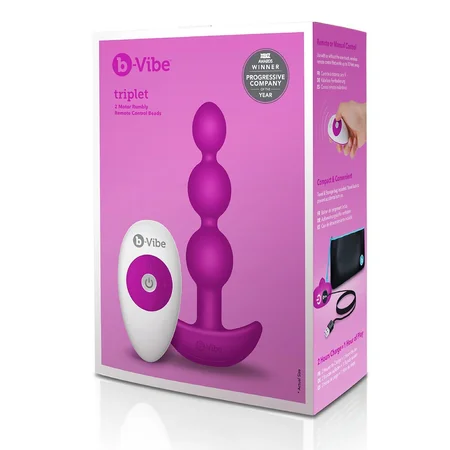 Analne premium perle sa 2 motora B-Vibe triplet Anal Beads Fuchsia
