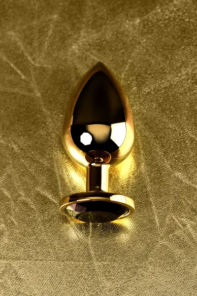 Analna čaura Metal bi TOIFA, metal, zlato, sa crnim kristalom, 9,5 cm, Ø 4 cm, 145 g