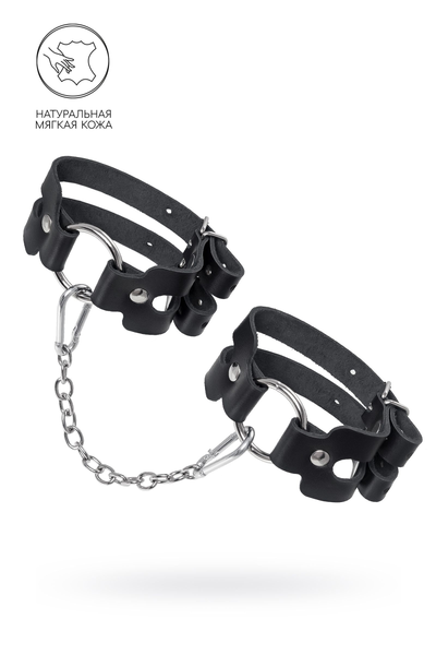 Okovi Pecado BDSM, od dve trake, prave kože, crne