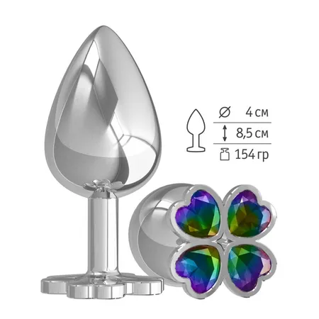 Velika analni rukav Silver Detelina sa raznobojnim staklom
