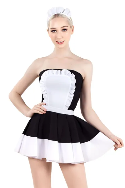 Donji deo kostima sluškinja, Pecado BDSM, suknja, crno-belo, 44-46