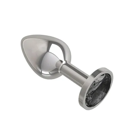 Srebrna analna čaura sa crnim kristalom mala