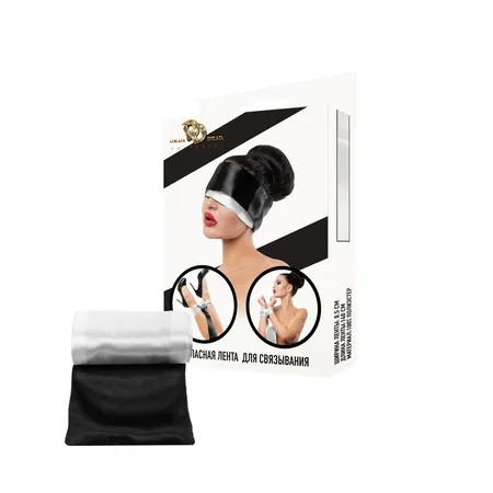 Satenska traka za vezivanje crno-bela