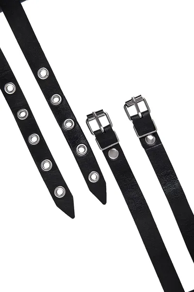 Ogrlica Pecado BDSM, od dve trake, koža, crna