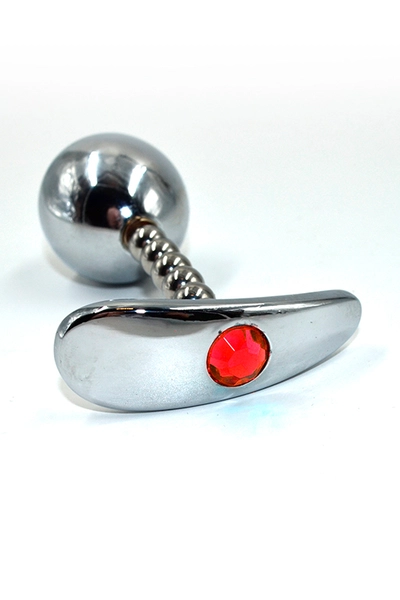 Srebrni Analni čep za nošenje sa crvenim kristalom (mali)