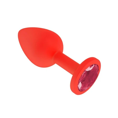 Analna čaura Silikonska crvena sa kristalom maline mala