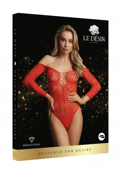 Bodi Vonder Rhinestone Bodysuit (crvena) sa štras.
