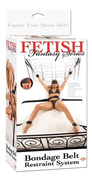 Komplet za vezivanje: kaiš sa elastičnom trakom ispod kreveta+lisice+nanožice na metal. prsten