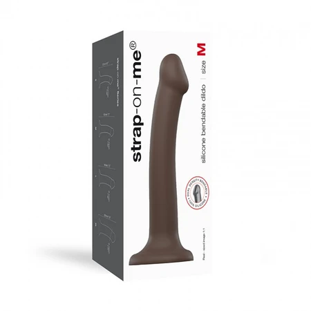 Strap-on-me Dual Densiti Medium flexibilni dildo na usisnoj čaši, čokolada