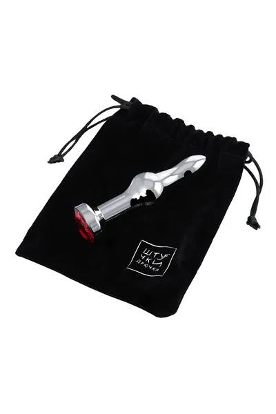 Analna čaura-Drkanje, metal, srebro, sa crvenim kristalom, 10 cm, Ø 2,8 cm, 75 g