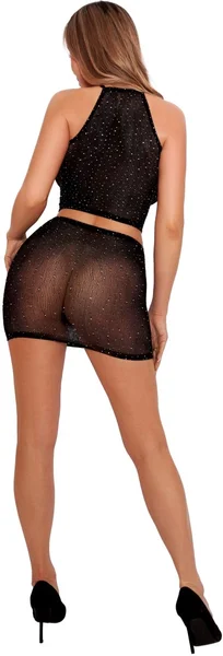 Komplet od vrha i suknje od rhinestona (Crna)