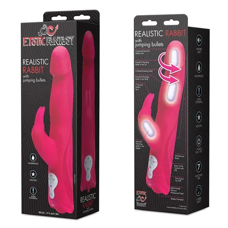 Vibracioni masažer sa realističnom glavom i 3 motora Jumping Bullets Pink