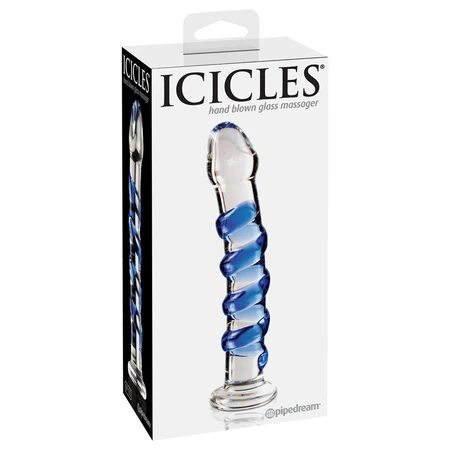 Stakleni stimulator Icicles No. 5 - Clear/Blue