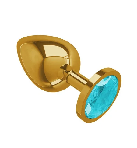 Zlatna analna čaura sa plavim kristalom velika