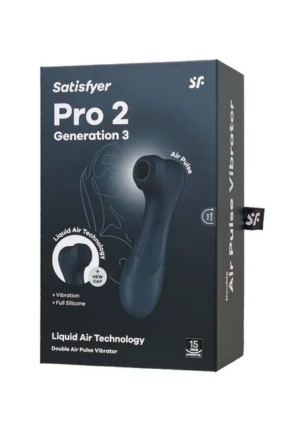 Satisfier Pro 2 Generation 3 vakuumski stimulator klitorisa, crni