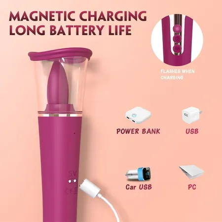 Vibracioni masažer, l 267 mm d 34k64 mm, 9 načina vibracije, 3 načina vakuuma, 9 načina vožnje jezička