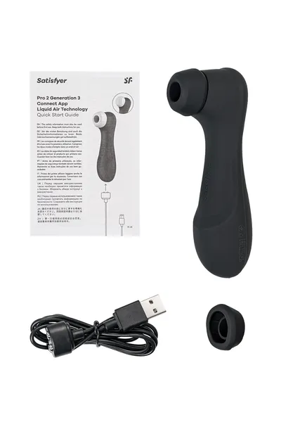 Satisfier Pro 2 Generation 3 vakuumski stimulator klitorisa, sa kontrolom putem aplikacije, Crna